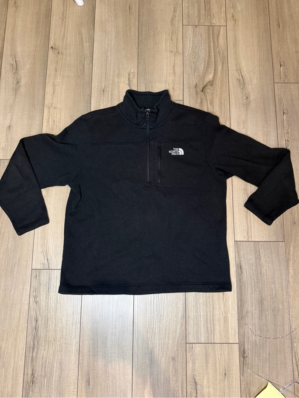 The North Face Men's Black 1/4 Zip Fleece Pullover Chest Pocket TNF